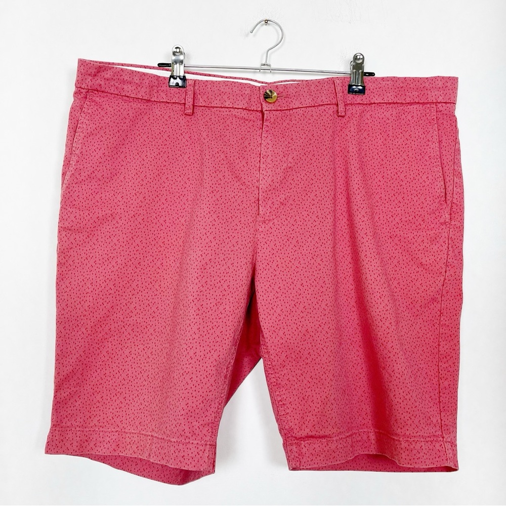 Ben Sherman Men’s Coral Pink Geometric Print Chino Flat Front Shorts‎ Size 38W